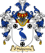 Irish Family Coat of Arms (v.25a) O'Halpenny or Halfpenny